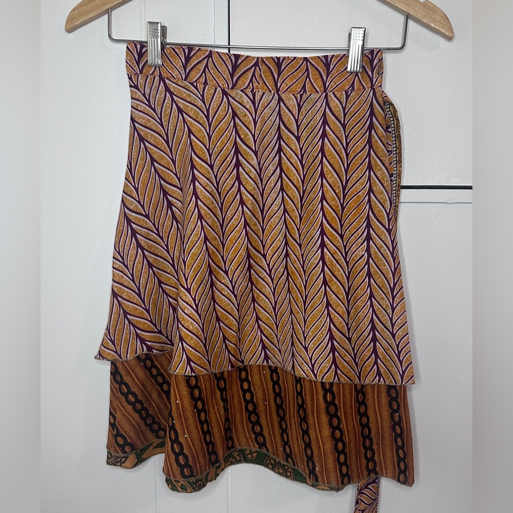 EARTHBOUND Purple and Gold A-Line Wrap Skirt - Picture 4 of 5